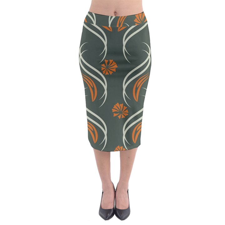 Folk flowers print Floral pattern Ethnic art Midi Pencil Skirt