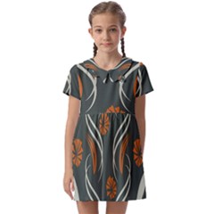 Folk Flowers Print Floral Pattern Ethnic Art Kids  Asymmetric Collar Dress