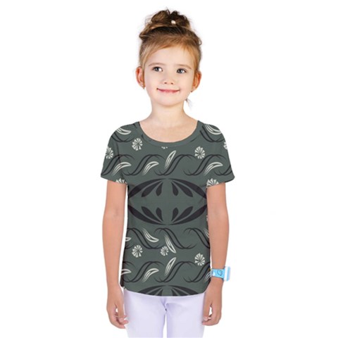 Folk Flowers Print Floral Pattern Ethnic Art Kids  One Piece Tee by Eskimos