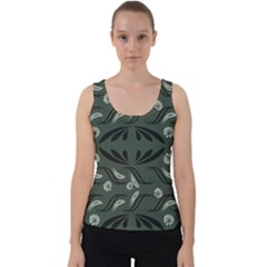 Folk Flowers Print Floral Pattern Ethnic Art Velvet Tank Top by Eskimos