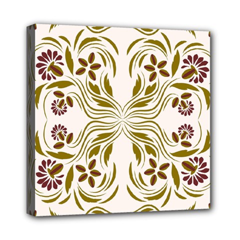 Folk Flowers Print Floral Pattern Ethnic Art Mini Canvas 8  X 8  (stretched) by Eskimos