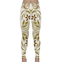 Folk Flowers Print Floral Pattern Ethnic Art Classic Yoga Leggings by Eskimos