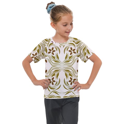 Folk Flowers Print Floral Pattern Ethnic Art Kids  Mesh Piece Tee by Eskimos