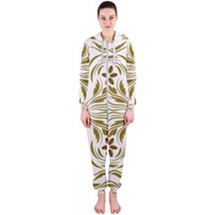 Folk Flowers Print Floral Pattern Ethnic Art Hooded Jumpsuit (ladies) by Eskimos