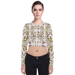 Folk Flowers Print Floral Pattern Ethnic Art Long Sleeve Zip Up Bomber Jacket by Eskimos