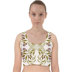 Folk Flowers Print Floral Pattern Ethnic Art Velvet Racer Back Crop Top by Eskimos