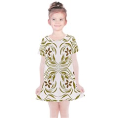 Folk Flowers Print Floral Pattern Ethnic Art Kids  Simple Cotton Dress by Eskimos