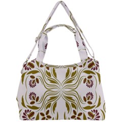 Folk Flowers Print Floral Pattern Ethnic Art Double Compartment Shoulder Bag by Eskimos