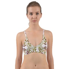 Folk Flowers Print Floral Pattern Ethnic Art Wrap Around Bikini Top by Eskimos