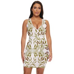 Folk Flowers Print Floral Pattern Ethnic Art Draped Bodycon Dress