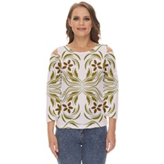 Folk Flowers Print Floral Pattern Ethnic Art Cut Out Wide Sleeve Top