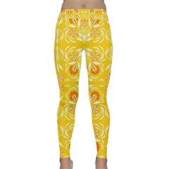 Folk Flowers Print Floral Pattern Ethnic Art Classic Yoga Leggings by Eskimos