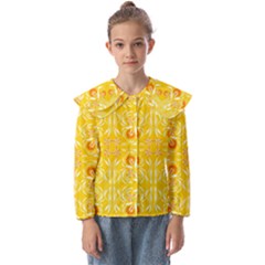 Folk Flowers Print Floral Pattern Ethnic Art Kids  Peter Pan Collar Blouse by Eskimos