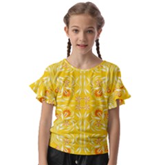 Folk Flowers Print Floral Pattern Ethnic Art Kids  Cut Out Flutter Sleeves