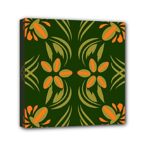 Folk Flowers Print Floral Pattern Ethnic Art Mini Canvas 6  X 6  (stretched) by Eskimos