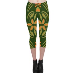 Folk Flowers Print Floral Pattern Ethnic Art Capri Leggings  by Eskimos