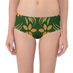 Folk Flowers Print Floral Pattern Ethnic Art Mid-waist Bikini Bottoms by Eskimos