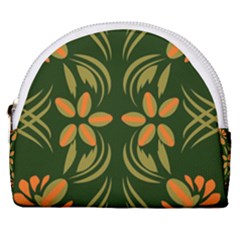 Folk Flowers Print Floral Pattern Ethnic Art Horseshoe Style Canvas Pouch by Eskimos