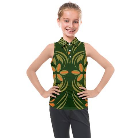 Folk Flowers Print Floral Pattern Ethnic Art Kids  Sleeveless Polo Tee by Eskimos