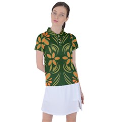 Folk Flowers Print Floral Pattern Ethnic Art Women s Polo Tee