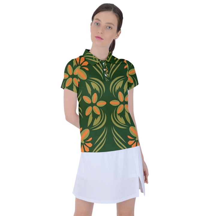 Folk flowers print Floral pattern Ethnic art Women s Polo Tee