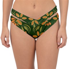 Folk Flowers Print Floral Pattern Ethnic Art Double Strap Halter Bikini Bottom by Eskimos