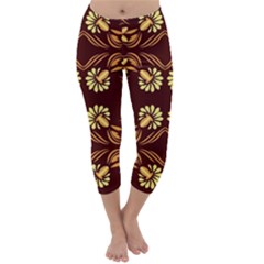 Folk Flowers Print Floral Pattern Ethnic Art Capri Winter Leggings  by Eskimos