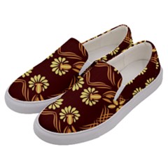 Folk Flowers Print Floral Pattern Ethnic Art Men s Canvas Slip Ons by Eskimos