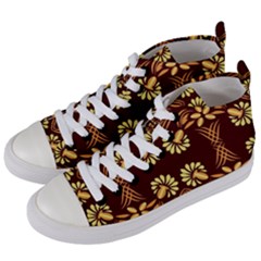 Folk Flowers Print Floral Pattern Ethnic Art Women s Mid-top Canvas Sneakers by Eskimos