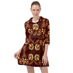 Folk Flowers Print Floral Pattern Ethnic Art Mini Skater Shirt Dress by Eskimos