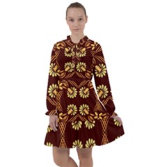 Folk Flowers Print Floral Pattern Ethnic Art All Frills Chiffon Dress by Eskimos