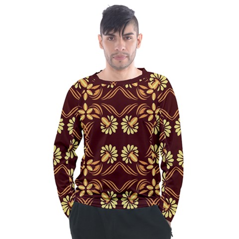 Folk Flowers Print Floral Pattern Ethnic Art Men s Long Sleeve Raglan Tee by Eskimos