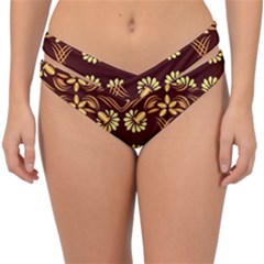 Folk Flowers Print Floral Pattern Ethnic Art Double Strap Halter Bikini Bottom