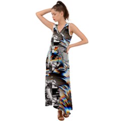 Rainbow Assault V-neck Chiffon Maxi Dress by MRNStudios