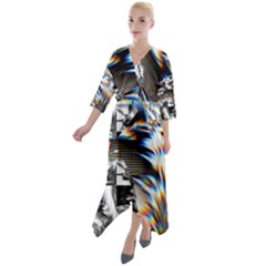 Rainbow Assault Quarter Sleeve Wrap Front Maxi Dress by MRNStudios