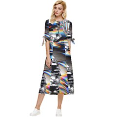 Rainbow Assault Bow Sleeve Chiffon Midi Dress by MRNStudios