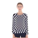 Illusion Checkerboard Black And White Pattern Women s Long Sleeve Tee View1