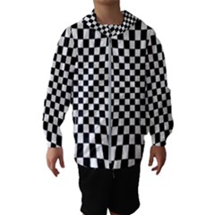 Illusion Checkerboard Black And White Pattern Kids  Hooded Windbreaker