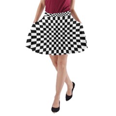 Illusion Checkerboard Black And White Pattern A-line Pocket Skirt by Nexatart