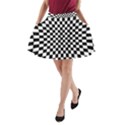 Illusion Checkerboard Black And White Pattern A-Line Pocket Skirt View1