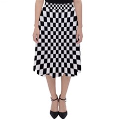 Illusion Checkerboard Black And White Pattern Classic Midi Skirt by Nexatart