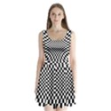 Illusion Checkerboard Black And White Pattern Split Back Mini Dress  View1