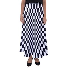 Illusion Checkerboard Black And White Pattern Flared Maxi Skirt by Nexatart