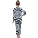 Illusion Checkerboard Black And White Pattern Kids  Long Sleeve Set  View2