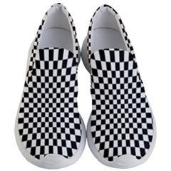 Illusion Checkerboard Black And White Pattern Women s Lightweight Slip Ons by Nexatart