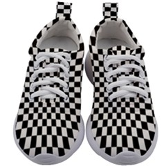 Illusion Checkerboard Black And White Pattern Kids Athletic Shoes by Nexatart