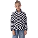 Illusion Checkerboard Black And White Pattern Kids  Half Zip Hoodie View1