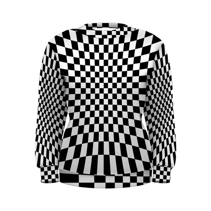 Illusion Checkerboard Black And White Pattern Women s Sweatshirt