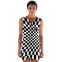 Illusion Checkerboard Black And White Pattern Wrap Front Bodycon Dress View1