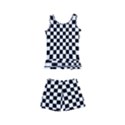 Illusion Checkerboard Black And White Pattern Kids  Boyleg Swimsuit View1